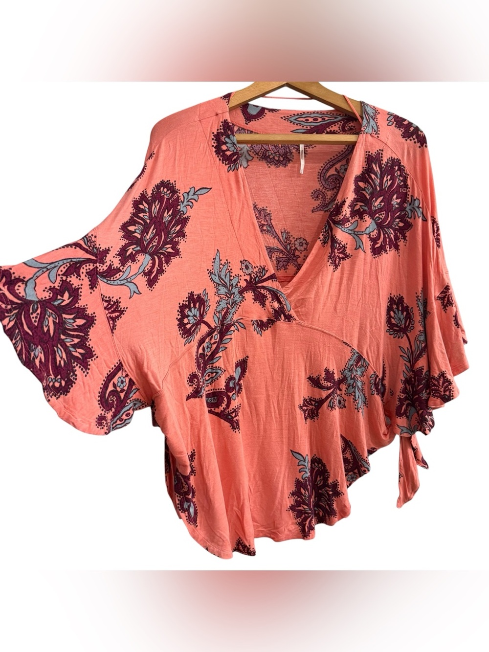Free People Medium Top Pink Floral Maui Wowie Boho Festival